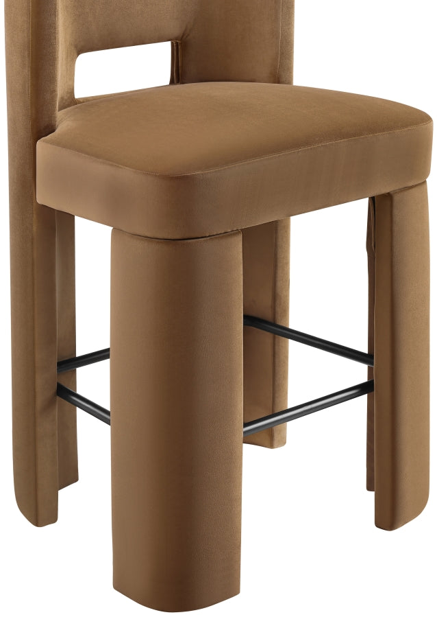 Zuno Velvet Performance Fabric Upholstered Bar Stool — 973-C - Saddle - 973Saddle-C alternate view 5