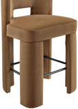 Zuno Velvet Performance Fabric Upholstered Bar Stool — 973-C - Saddle - 973Saddle-C alternate view 5