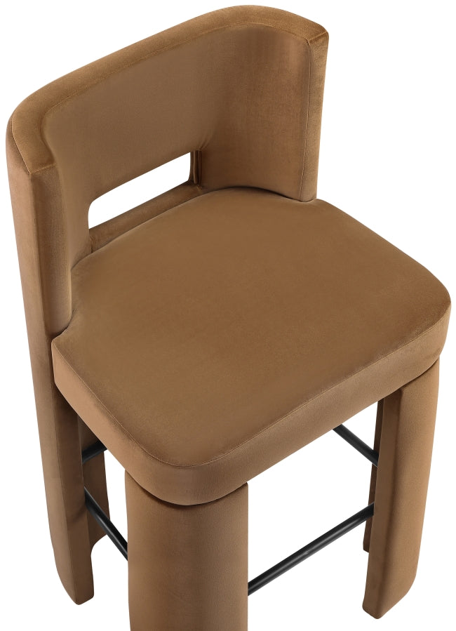 Zuno Velvet Performance Fabric Upholstered Bar Stool — 973-C - Saddle - 973Saddle-C alternate view 6