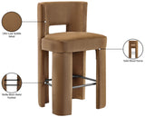 Zuno Velvet Performance Fabric Upholstered Bar Stool — 973-C - Saddle - 973Saddle-C Infographic