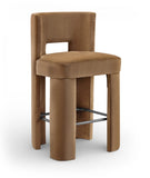 Zuno Velvet Performance Fabric Upholstered Bar Stool — 973-C - Saddle - 973Saddle-C