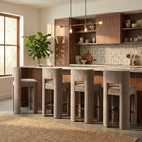 Zuno Velvet Performance Fabric Upholstered Bar Stool — 973-C - Taupe - 973Taupe-C alternate view 1