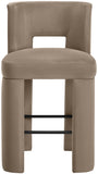 Zuno Velvet Performance Fabric Upholstered Bar Stool — 973-C - Taupe - 973Taupe-C alternate view 2