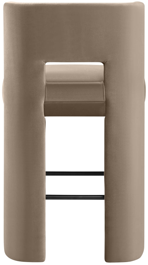 Zuno Velvet Performance Fabric Upholstered Bar Stool — 973-C - Taupe - 973Taupe-C alternate view 4