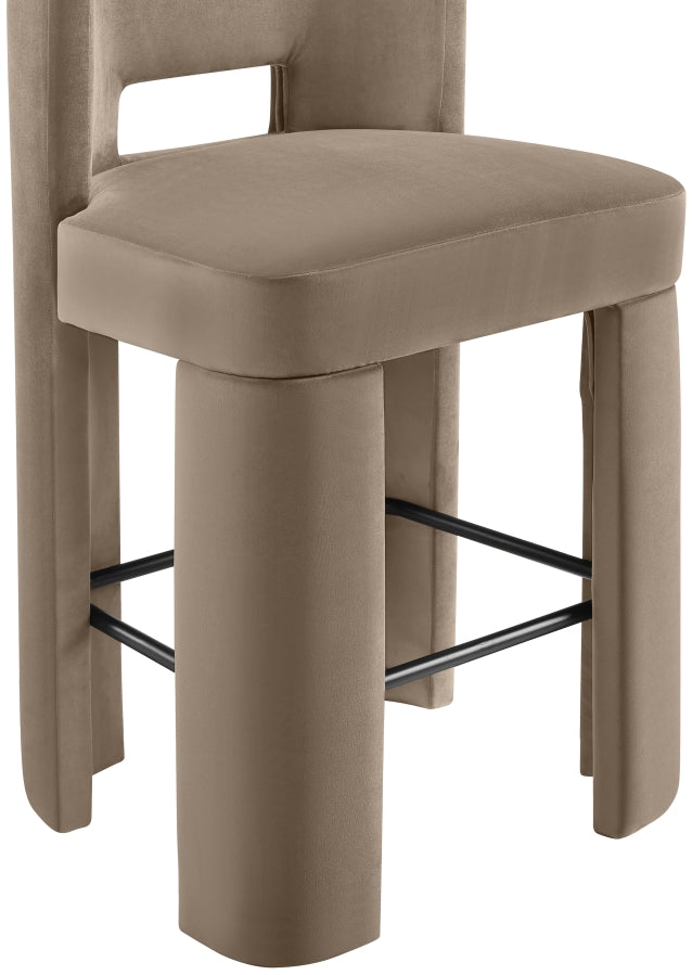 Zuno Velvet Performance Fabric Upholstered Bar Stool — 973-C - Taupe - 973Taupe-C alternate view 5