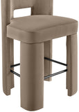 Zuno Velvet Performance Fabric Upholstered Bar Stool — 973-C - Taupe - 973Taupe-C alternate view 5