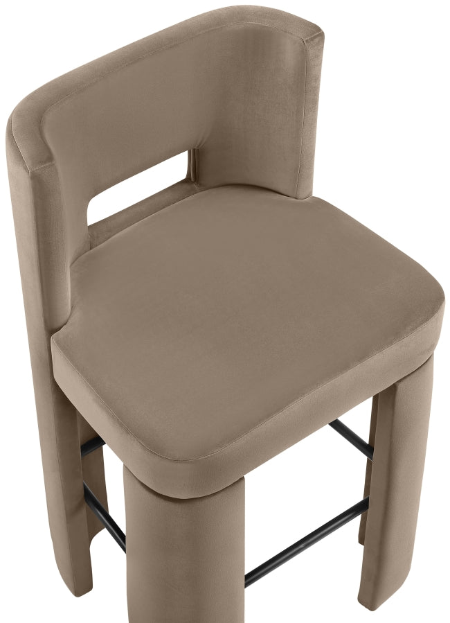 Zuno Velvet Performance Fabric Upholstered Bar Stool — 973-C - Taupe - 973Taupe-C alternate view 6