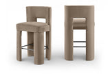 Zuno Velvet Performance Fabric Upholstered Bar Stool — 973-C - Taupe - 973Taupe-C Double Chair