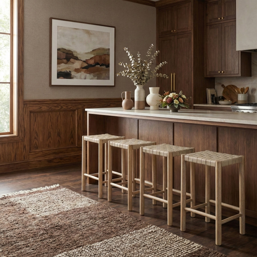 Entwine Vegan Leather Upholstered Counter Stool — 77027-C - Beige - 77027Beige-C alternate view 1
