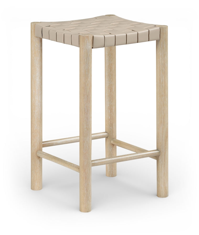 Entwine Vegan Leather Upholstered Counter Stool — 77027-C - Beige - 77027Beige-C