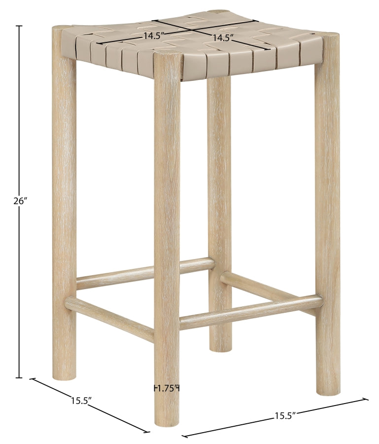 Entwine Vegan Leather Upholstered Counter Stool — 77027-C - Beige - 77027Beige-C Dim