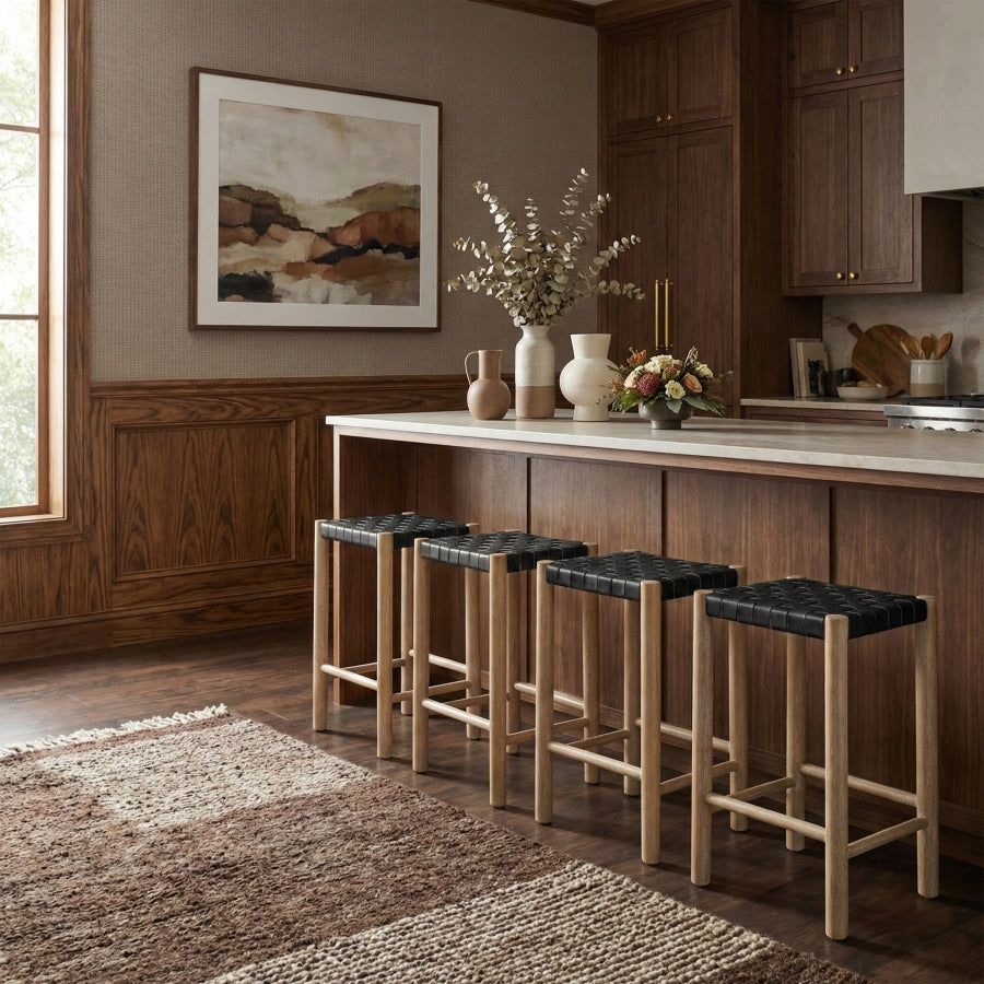 Entwine Vegan Leather Upholstered Counter Stool — 77027-C - Black - 77027Black-C alternate view 1