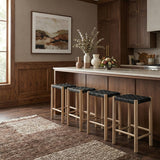 Entwine Vegan Leather Upholstered Counter Stool — 77027-C - Black - 77027Black-C alternate view 1