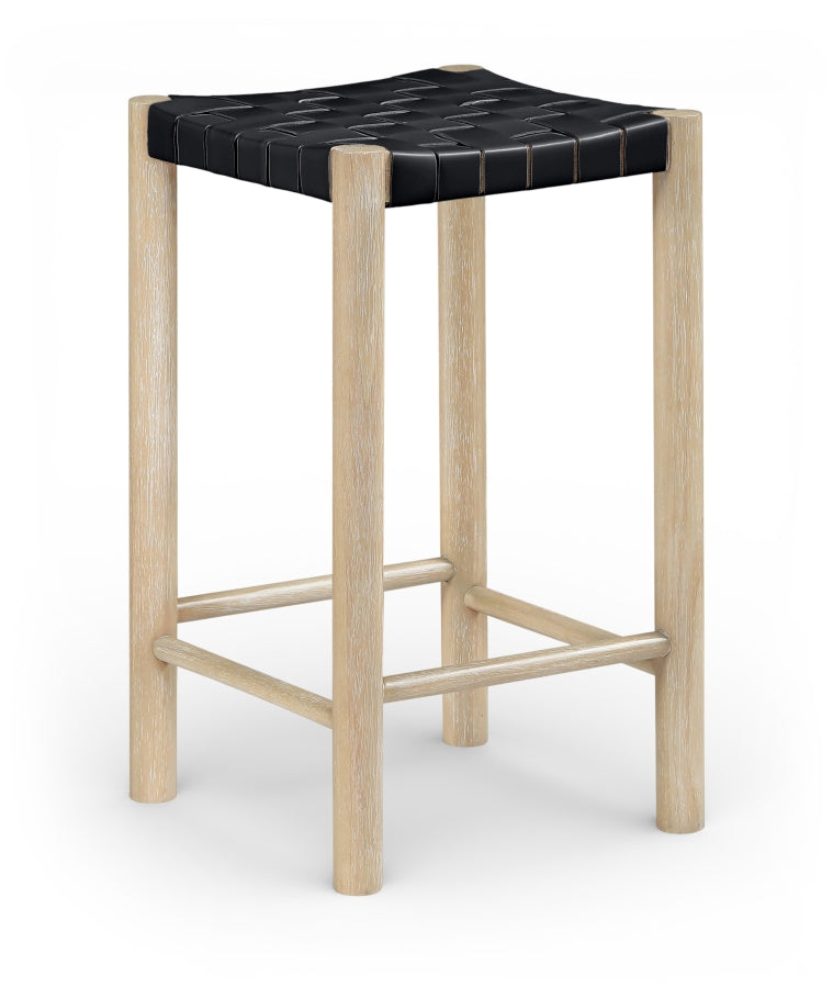 Entwine Vegan Leather Upholstered Counter Stool — 77027-C - Black - 77027Black-C
