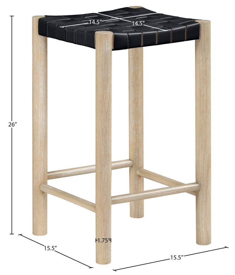 Entwine Vegan Leather Upholstered Counter Stool — 77027-C - Black - 77027Black-C Dim