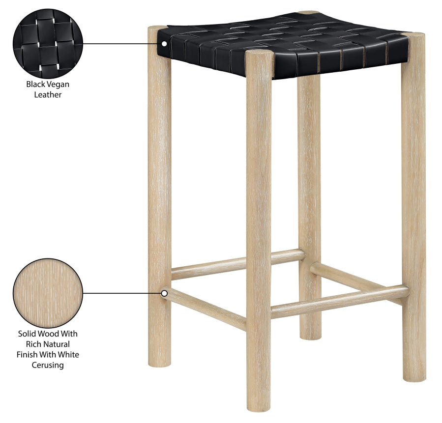 Entwine Vegan Leather Upholstered Counter Stool — 77027-C - Black - 77027Black-C Infographic