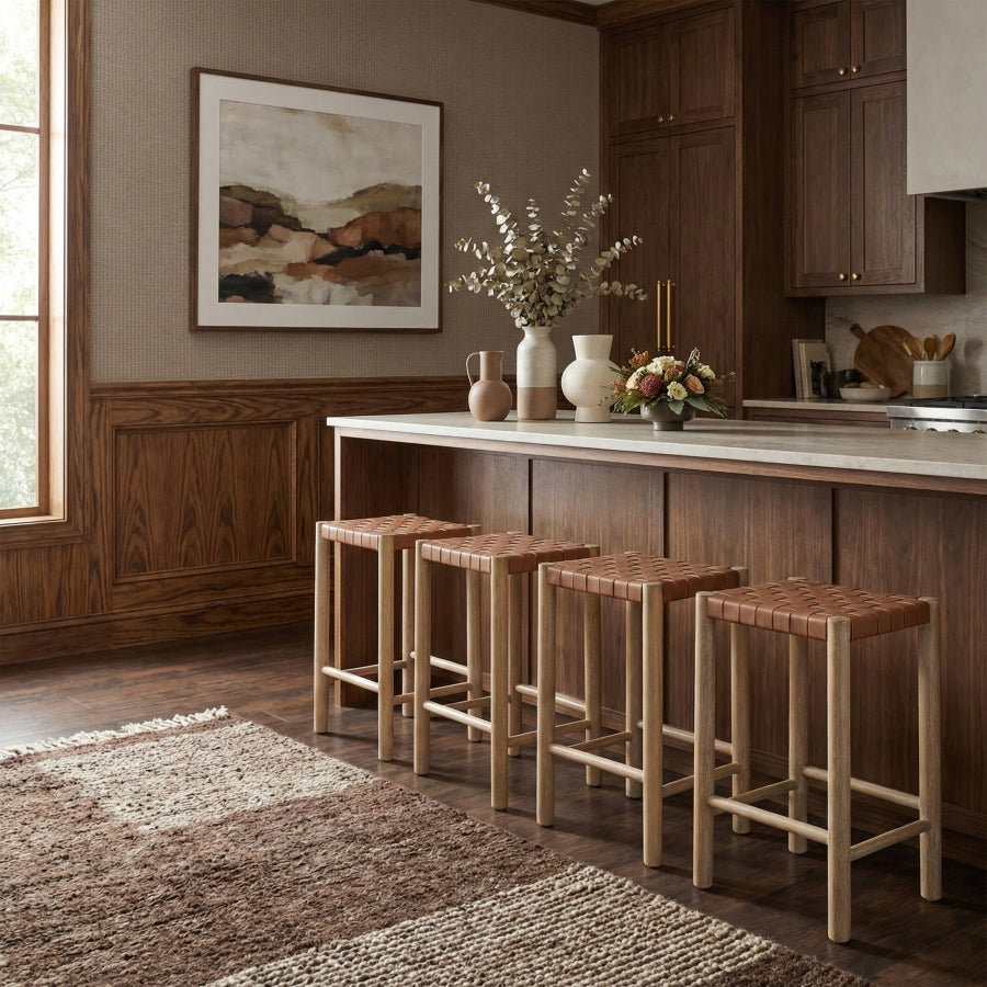 Entwine Vegan Leather Upholstered Counter Stool — 77027-C - Brown - 77027Brown-C alternate view 1