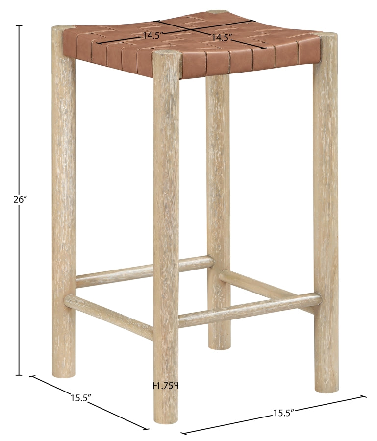 Entwine Vegan Leather Upholstered Counter Stool — 77027-C - Brown - 77027Brown-C Dim