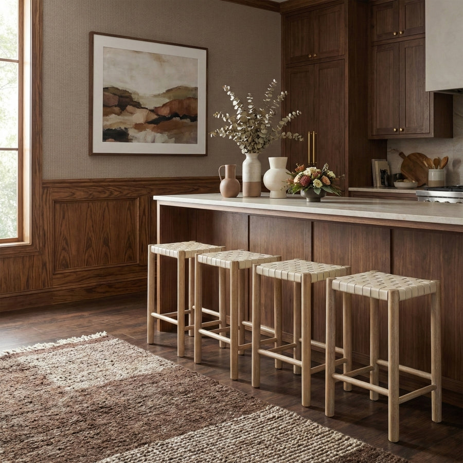 Entwine Vegan Leather Upholstered Counter Stool — 77027-C - Cream - 77027Cream-C alternate view 1