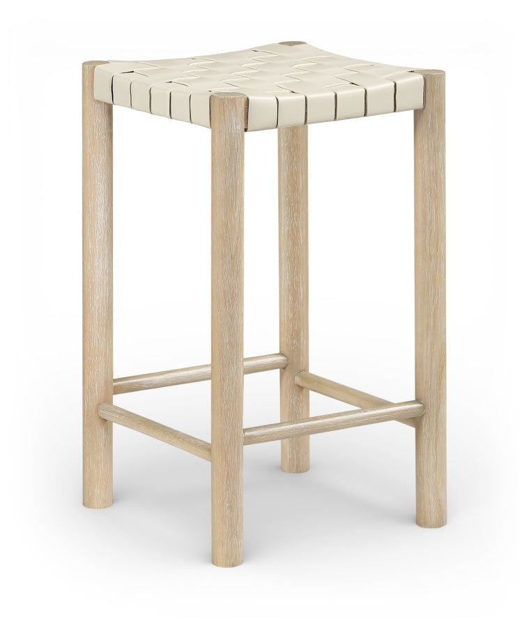 Entwine Vegan Leather Upholstered Counter Stool — 77027-C - Cream - 77027Cream-C