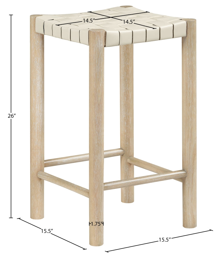 Entwine Vegan Leather Upholstered Counter Stool — 77027-C - Cream - 77027Cream-C Dim