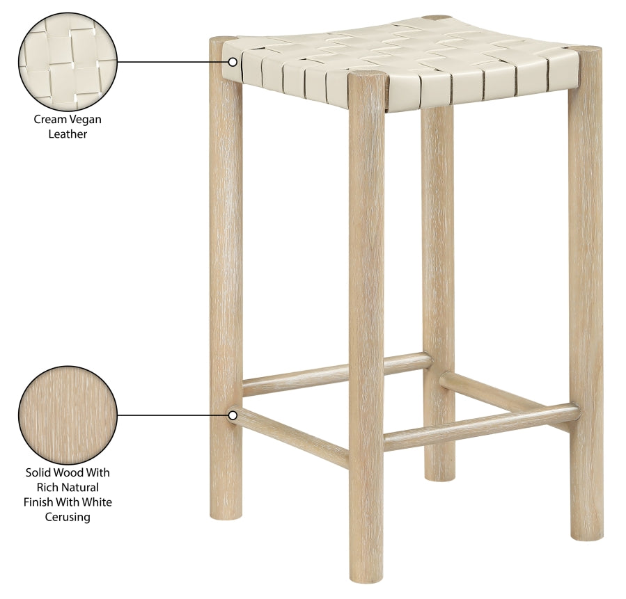 Entwine Vegan Leather Upholstered Counter Stool — 77027-C - Cream - 77027Cream-C Infographic