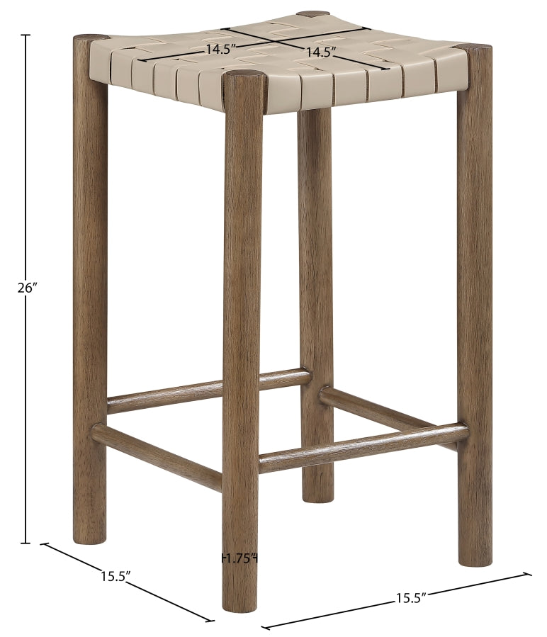 Entwine Vegan Leather Upholstered Counter Stool — 77028-C - Beige - 77028Beige-C Dim