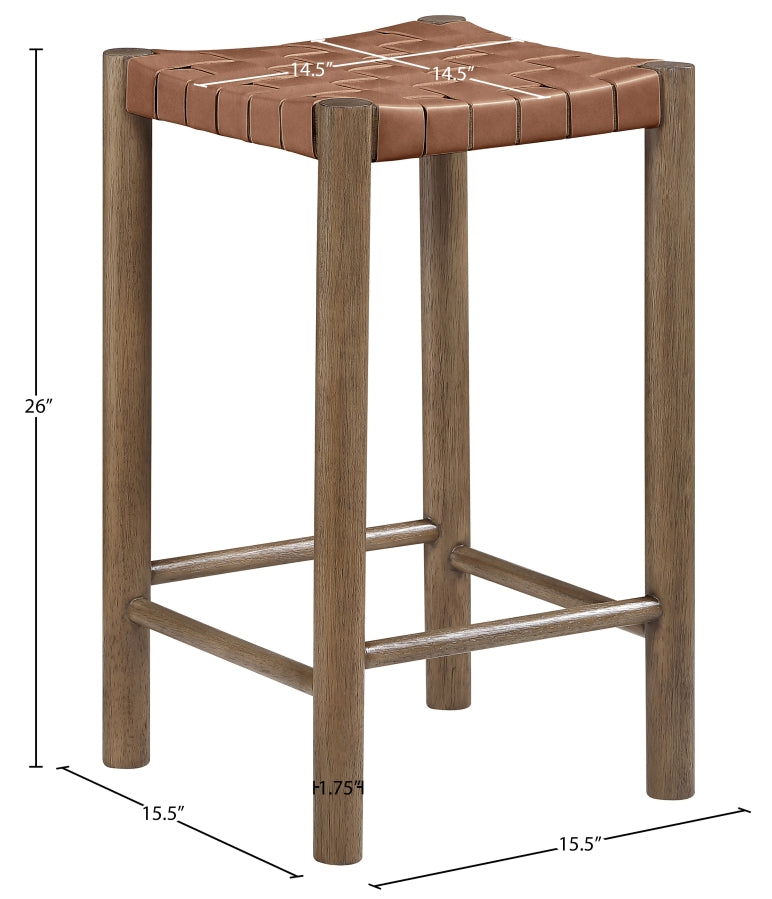 Entwine Vegan Leather Upholstered Counter Stool — 77028-C - Brown - 77028Brown-C Dim