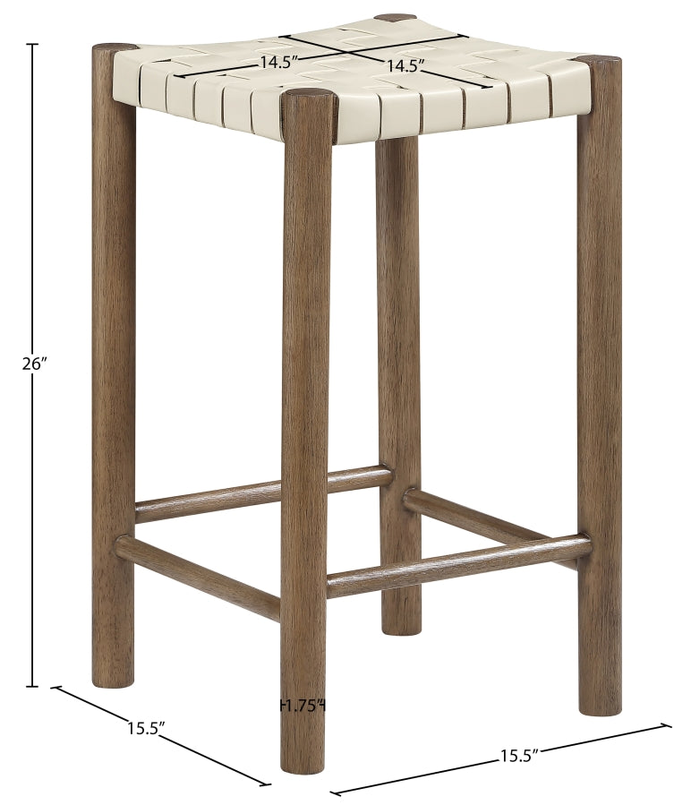 Entwine Vegan Leather Upholstered Counter Stool — 77028-C - Cream - 77028Cream-C Dim