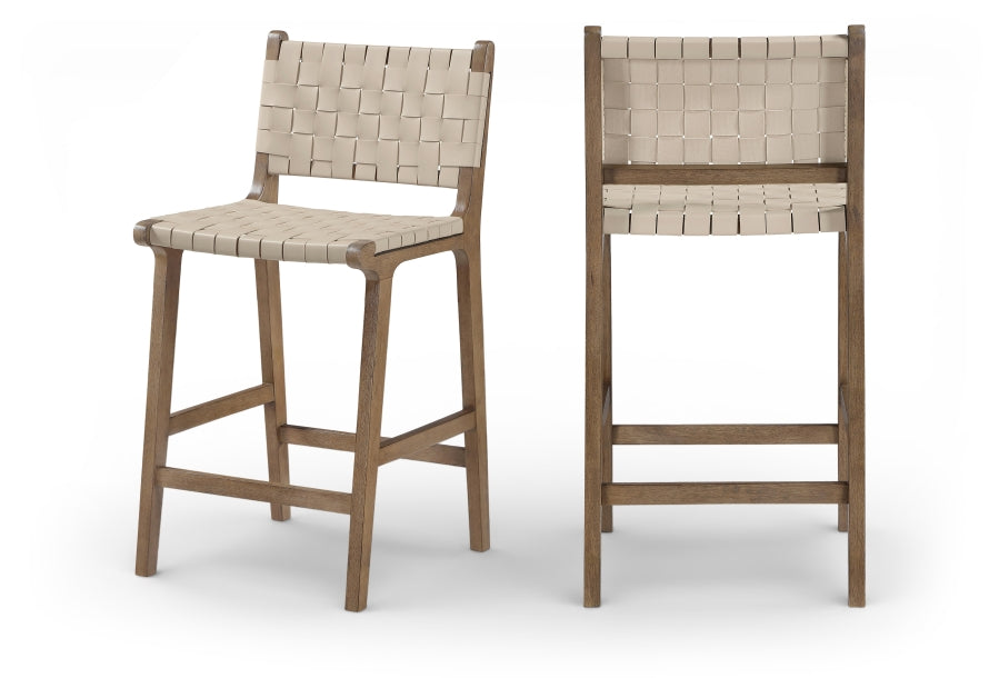 Entwine Vegan Leather Upholstered Counter Stool — 77030-C - Beige - 77030Beige-C Double Chair