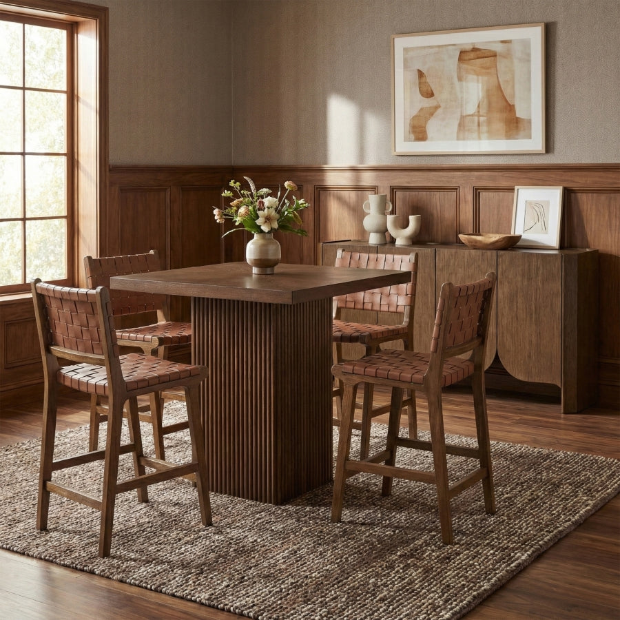 Entwine Vegan Leather Upholstered Counter Stool — 77030-C - Brown - 77030Brown-C alternate view 1