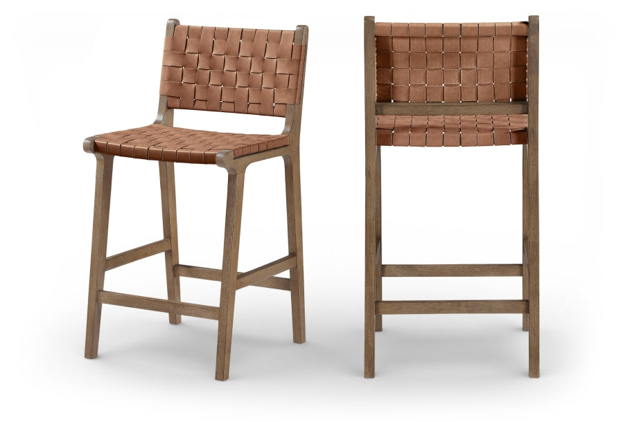 Entwine Vegan Leather Upholstered Counter Stool — 77030-C - Brown - 77030Brown-C Double Chair
