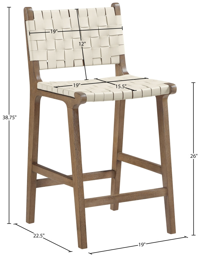 Entwine Vegan Leather Upholstered Counter Stool — 77030-C - Cream - 77030Cream-C Dim