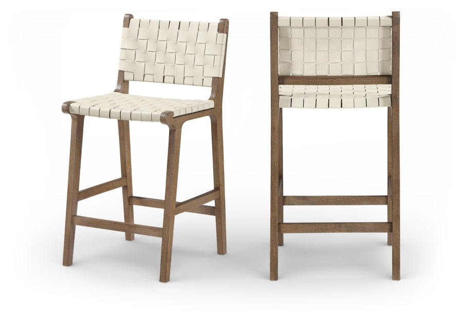Entwine Vegan Leather Upholstered Counter Stool — 77030-C - Cream - 77030Cream-C Double Chair