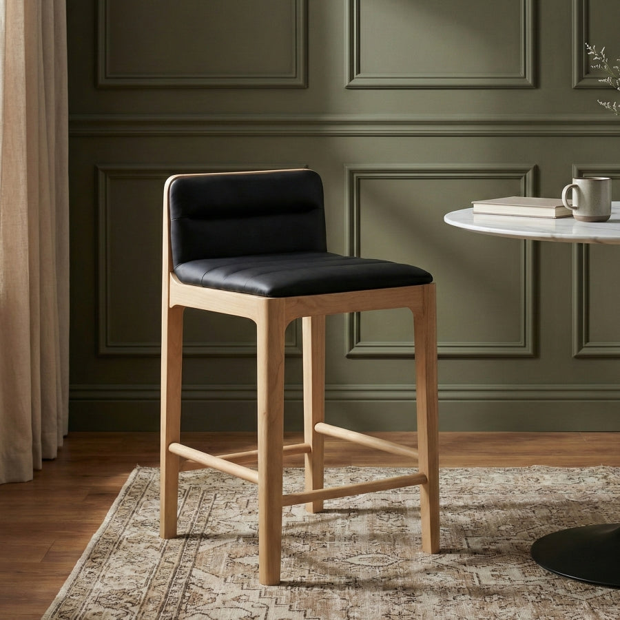 Ellis Cane And Vegan Leather Upholstered Counter Stool — 88060-C - Black - 88060Black-C alternate view 1