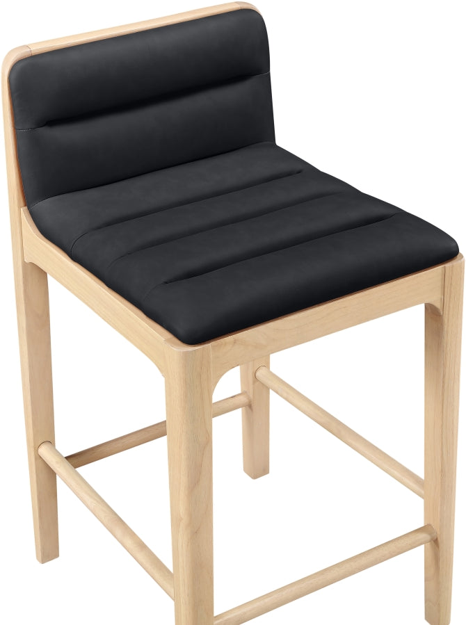 Ellis Cane And Vegan Leather Upholstered Counter Stool — 88060-C - Black - 88060Black-C alternate view 6