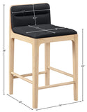 Ellis Cane And Vegan Leather Upholstered Counter Stool — 88060-C - Black - 88060Black-C Dim