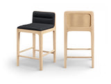 Ellis Cane And Vegan Leather Upholstered Counter Stool — 88060-C - Black - 88060Black-C Double Chair