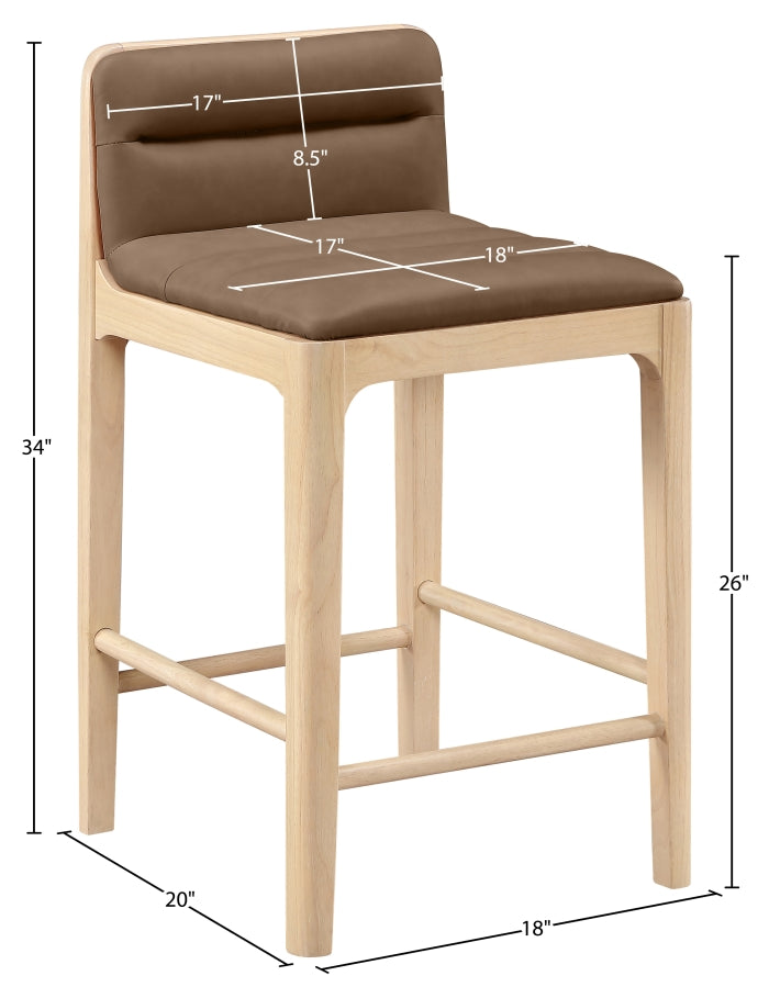 Ellis Cane And Vegan Leather Upholstered Counter Stool — 88060-C - Brown - 88060Brown-C Dim