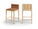 Ellis Cane And Vegan Leather Upholstered Counter Stool — 88060-C - Cognac - 88060Cognac-C Double Chair