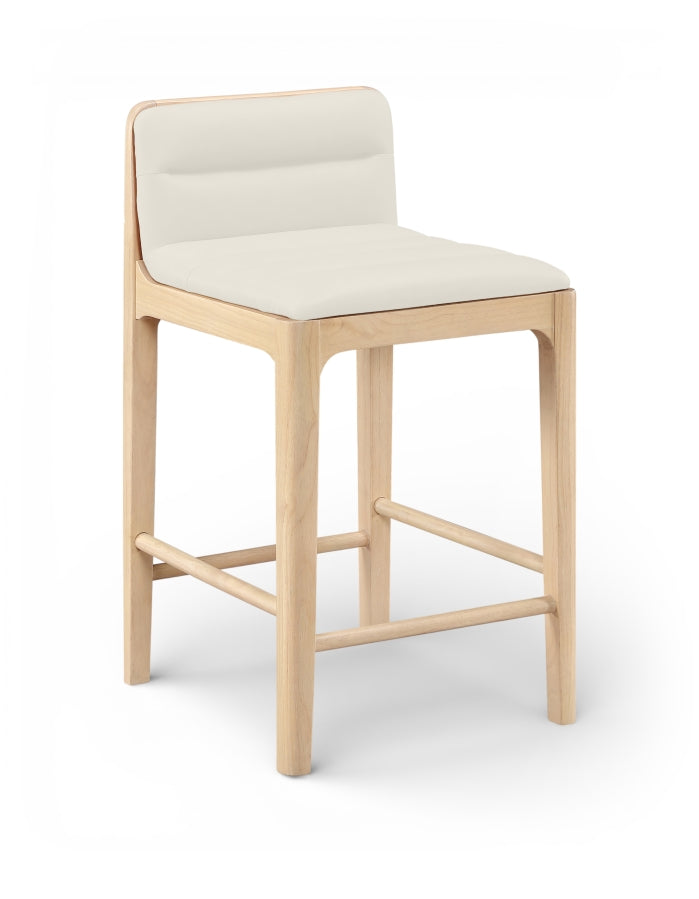 Ellis Cane And Vegan Leather Upholstered Counter Stool — 88060-C - Cream - 88060Cream-C