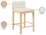 Ellis Cane And Vegan Leather Upholstered Counter Stool — 88060-C - Cream - 88060Cream-C Infographic