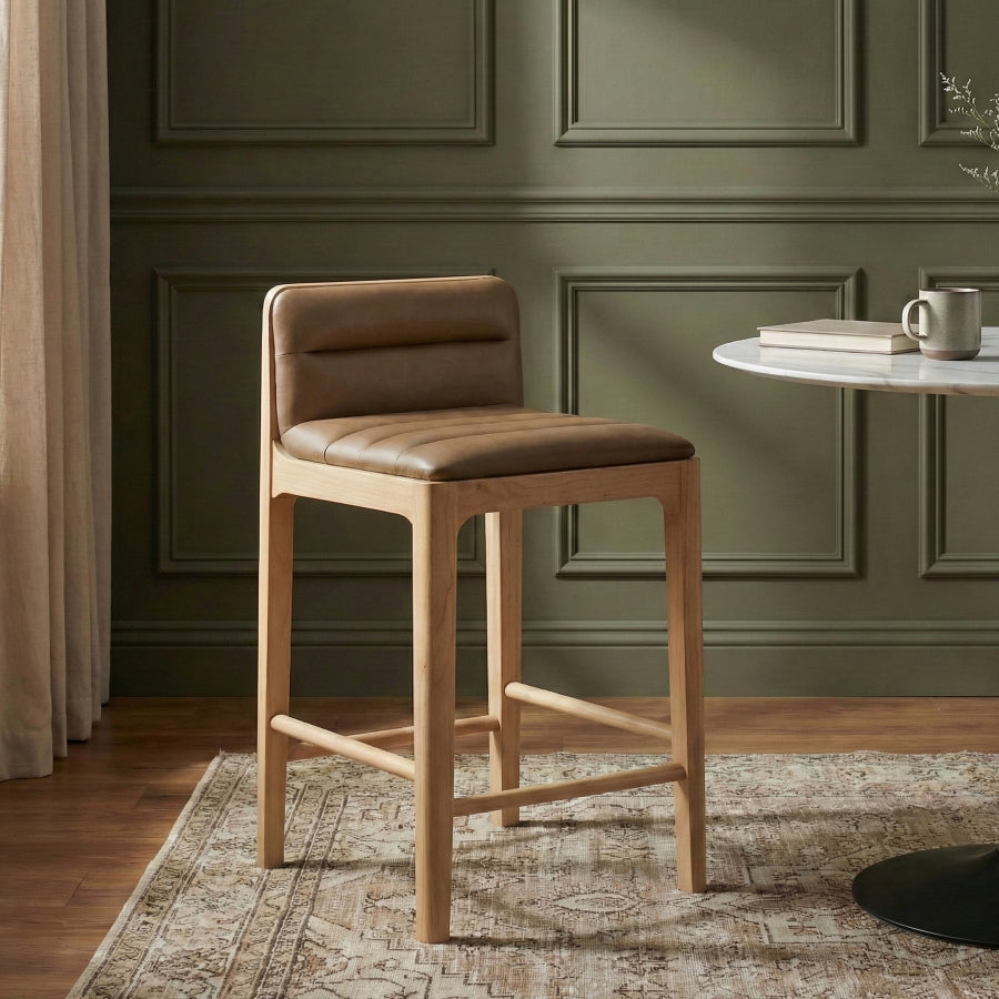 Ellis Cane And Vegan Leather Upholstered Counter Stool — 88060-C - Tan - 88060Tan-C alternate view 1