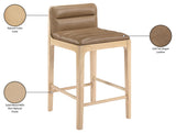 Ellis Cane And Vegan Leather Upholstered Counter Stool — 88060-C - Tan - 88060Tan-C Infographic
