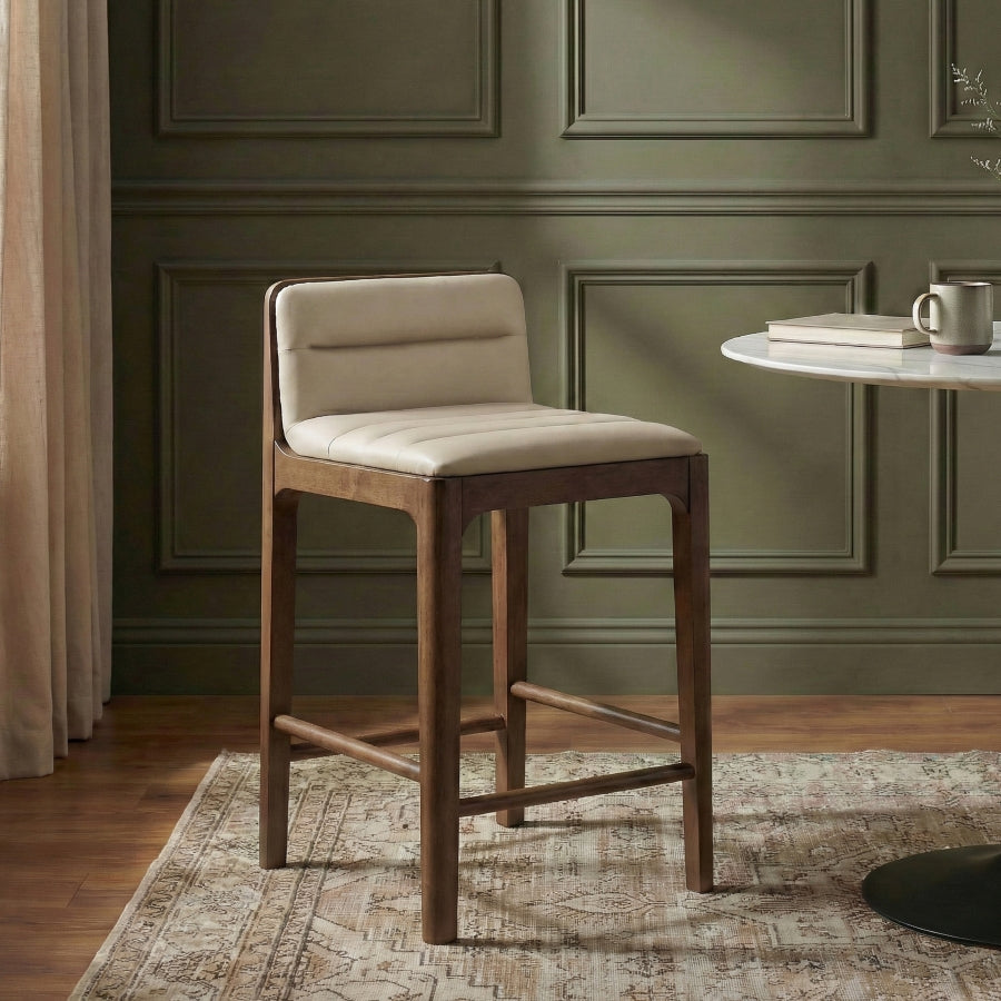 Ellis Cane And Vegan Leather Upholstered Counter Stool — 88063-C - Beige - 88063Beige-C alternate view 1