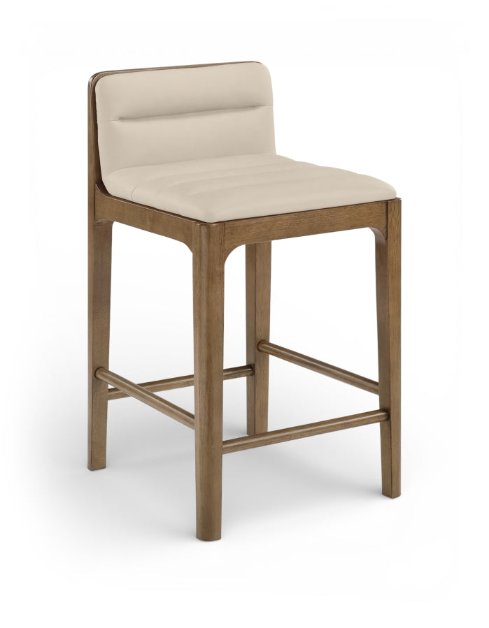 Ellis Cane And Vegan Leather Upholstered Counter Stool — 88063-C - Beige - 88063Beige-C