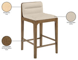 Ellis Cane And Vegan Leather Upholstered Counter Stool — 88063-C - Beige - 88063Beige-C Infographic