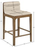 Ellis Cane And Vegan Leather Upholstered Counter Stool — 88063-C - Beige - 88063Beige-C Dim