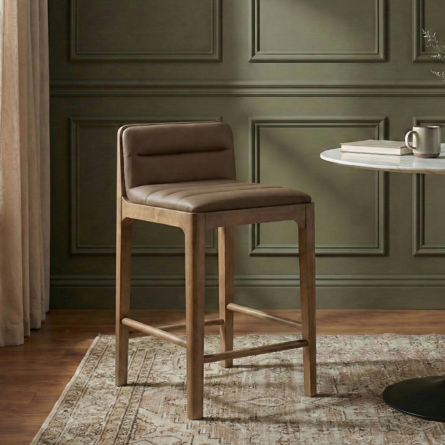 Ellis Cane And Vegan Leather Upholstered Counter Stool — 88063-C - Brown - 88063Brown-C alternate view 1