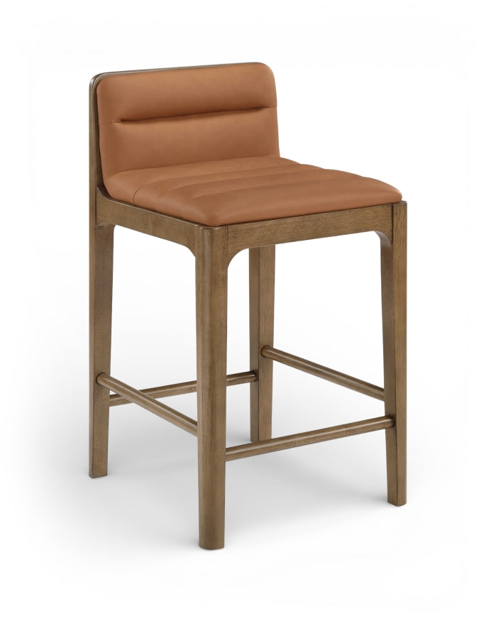Ellis Cane And Vegan Leather Upholstered Counter Stool — 88063-C - Cognac - 88063Cognac-C